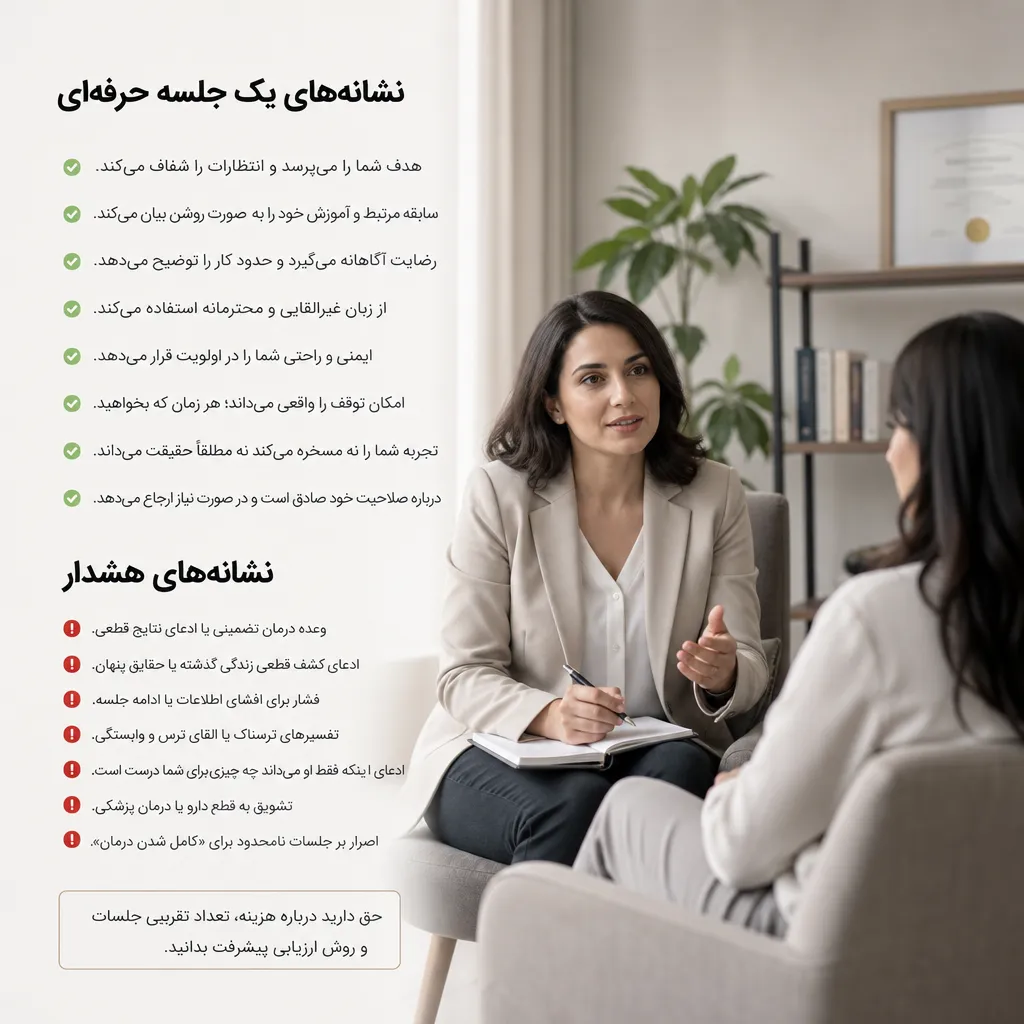 نشانه&zwnj;های یک جلسه حرفه&zwnj;ای و نشانه&zwnj;های هشدار